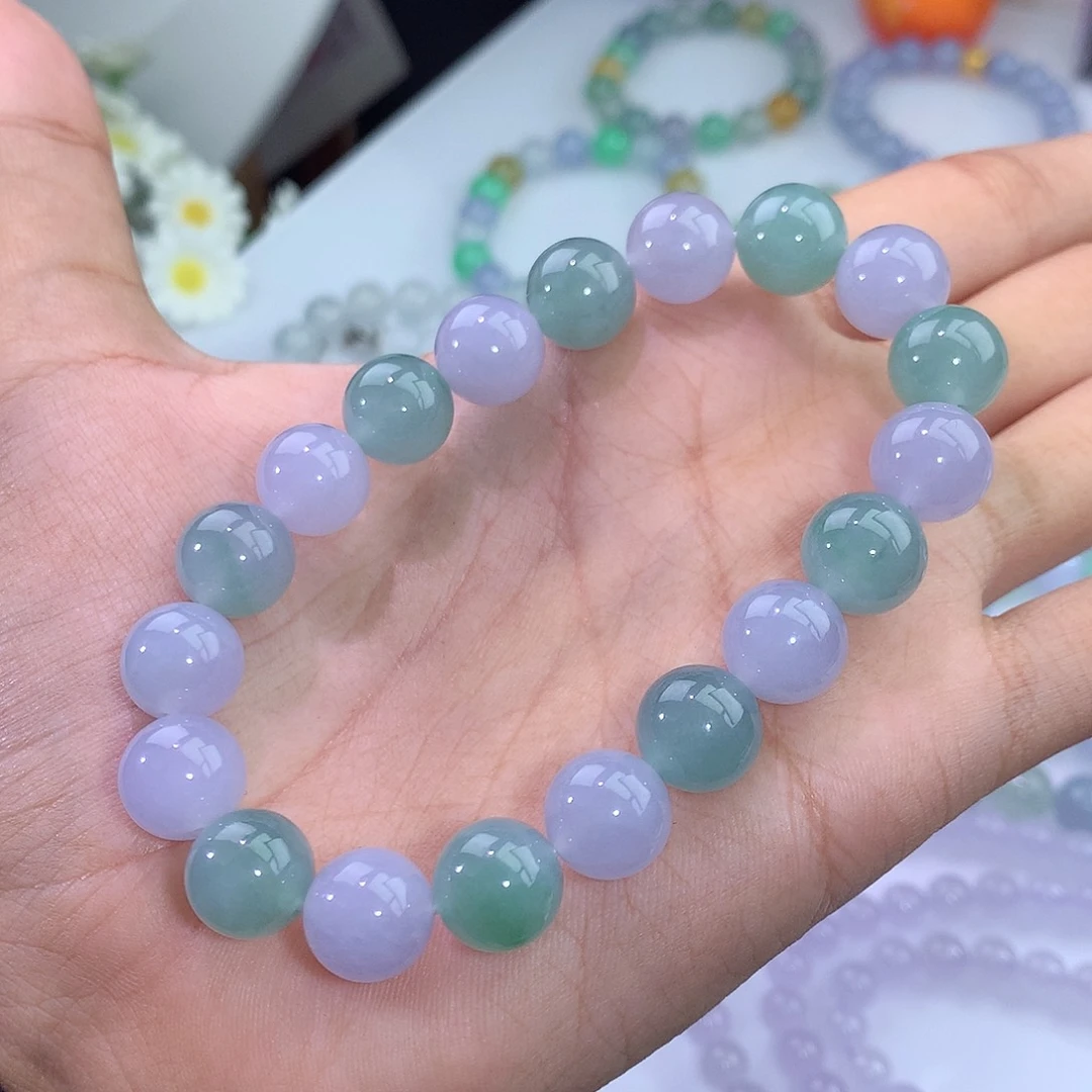 翡翠未镶嵌手链冰胶马卡龙手串