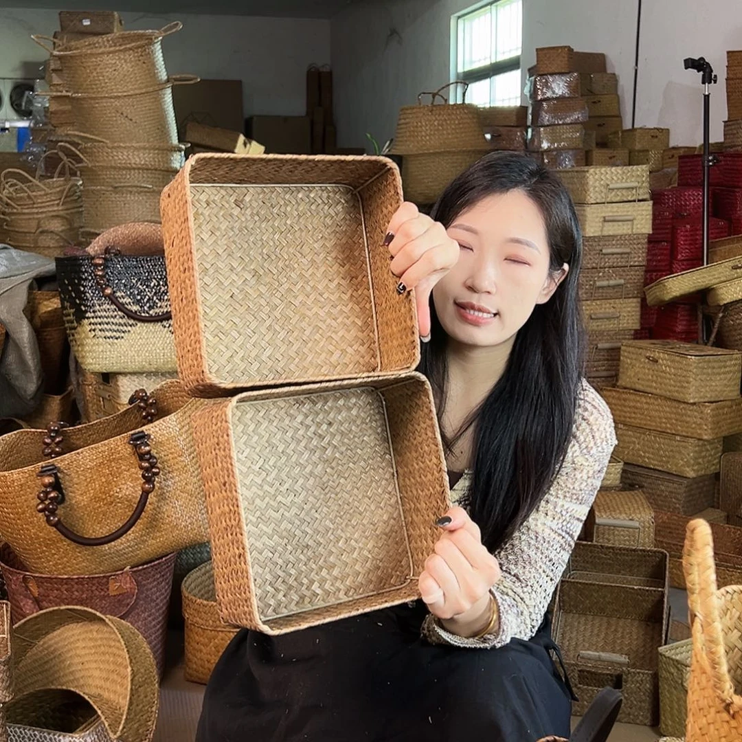 草编草编包/草编收纳盒带瑕疵