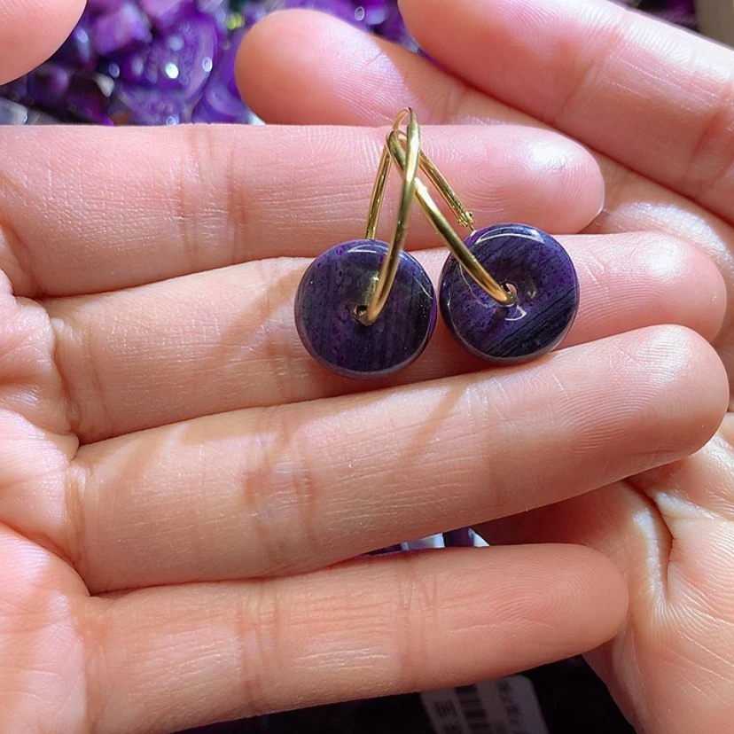 【闪购商品】苏纪石（舒俱来）耳圈银S925镀金镶嵌菠**雪