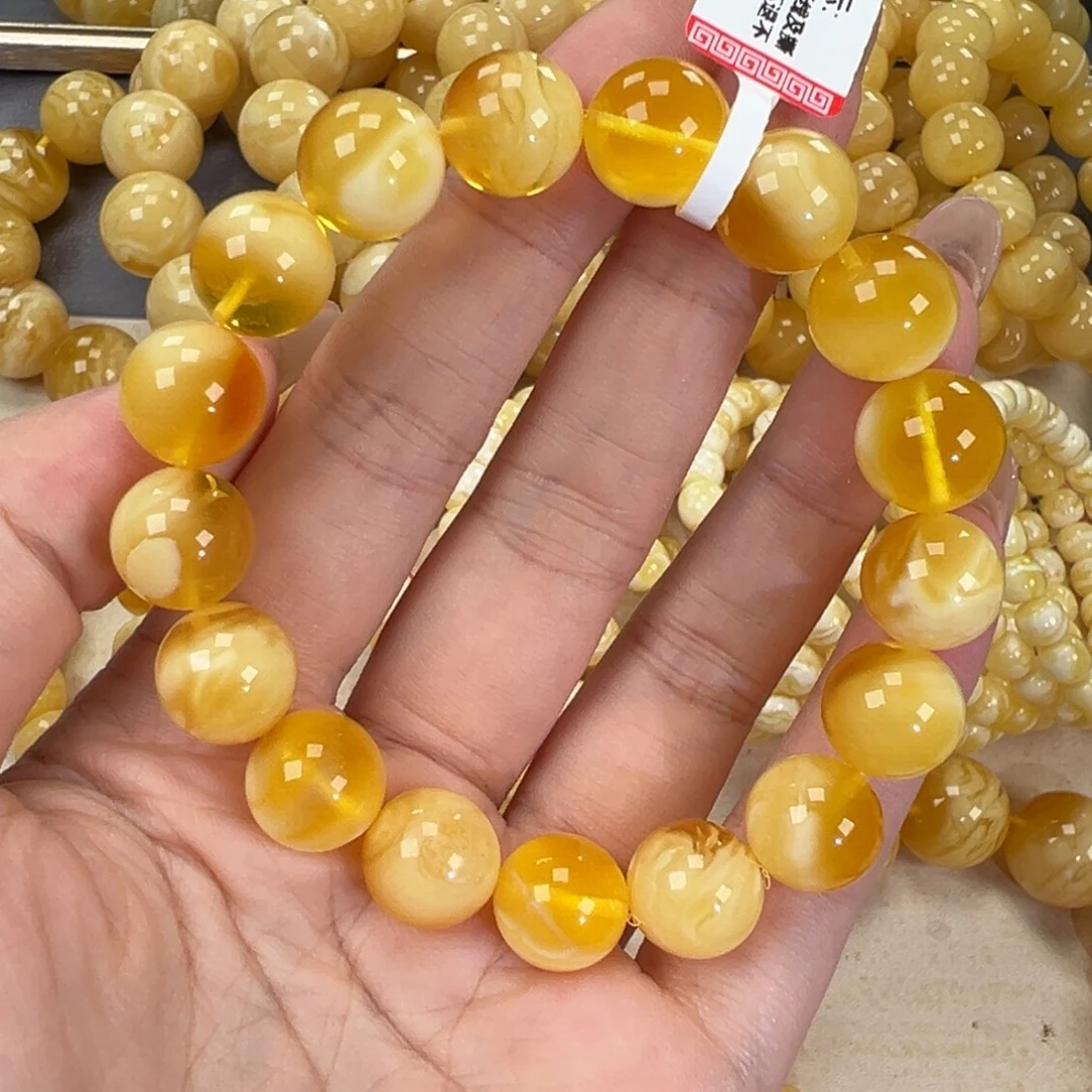 手链琥珀未镶嵌17.5金瓷白