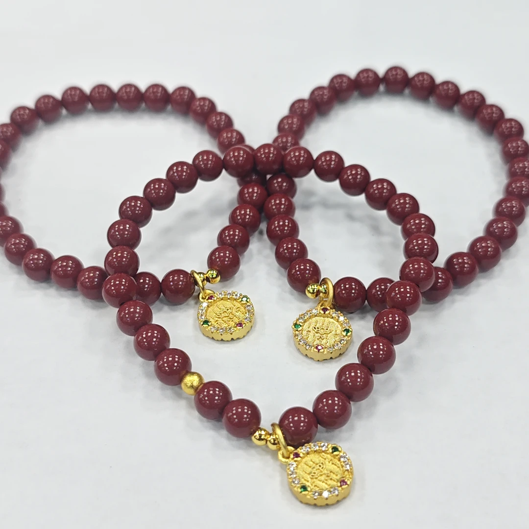 含辰砂工艺品含辰砂工艺品朱砂手链 多样性发一件约6mm YT3909