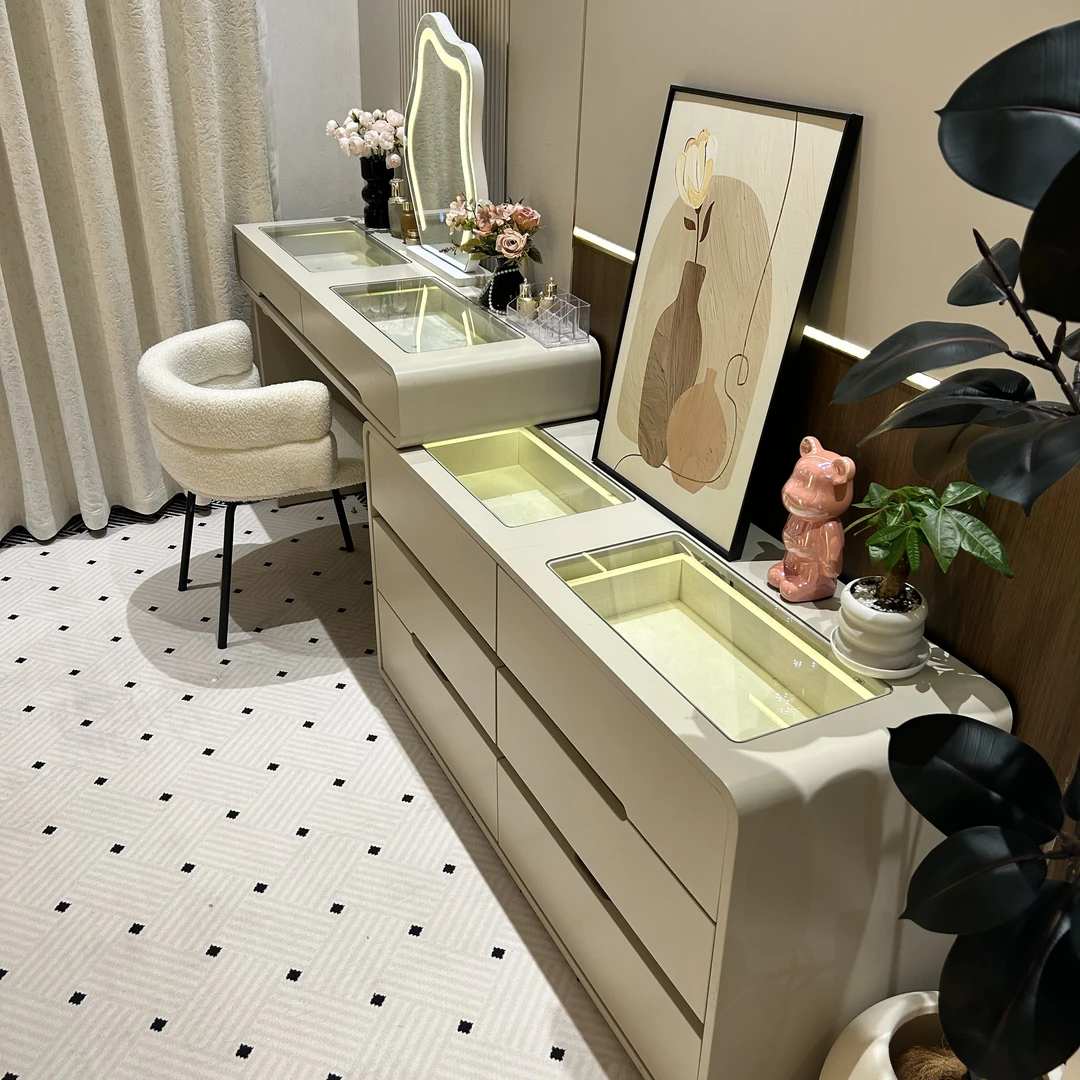 智能款简约梳妆台轻奢法式中古风化妆台