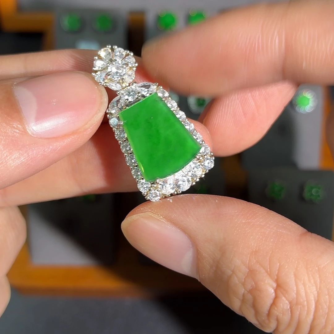 ^***里翡翠银S925镶嵌耳饰耳饰