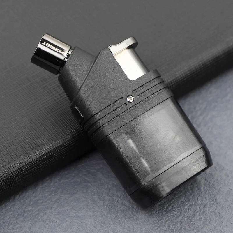 百诚袖珍直冲打火机防风创意个性充气体点烟器透明磨砂点火器礼品