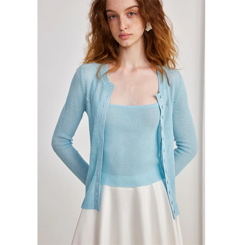 AEL原创法式薄款针织上衣套装2025夏开衫衣服吊带两件套AS5BM232