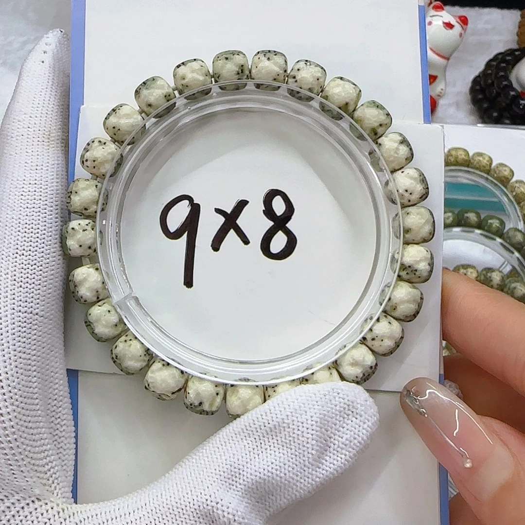 星月菩提手串星月绿背河豚手工雕刻蛤蟆头9/8