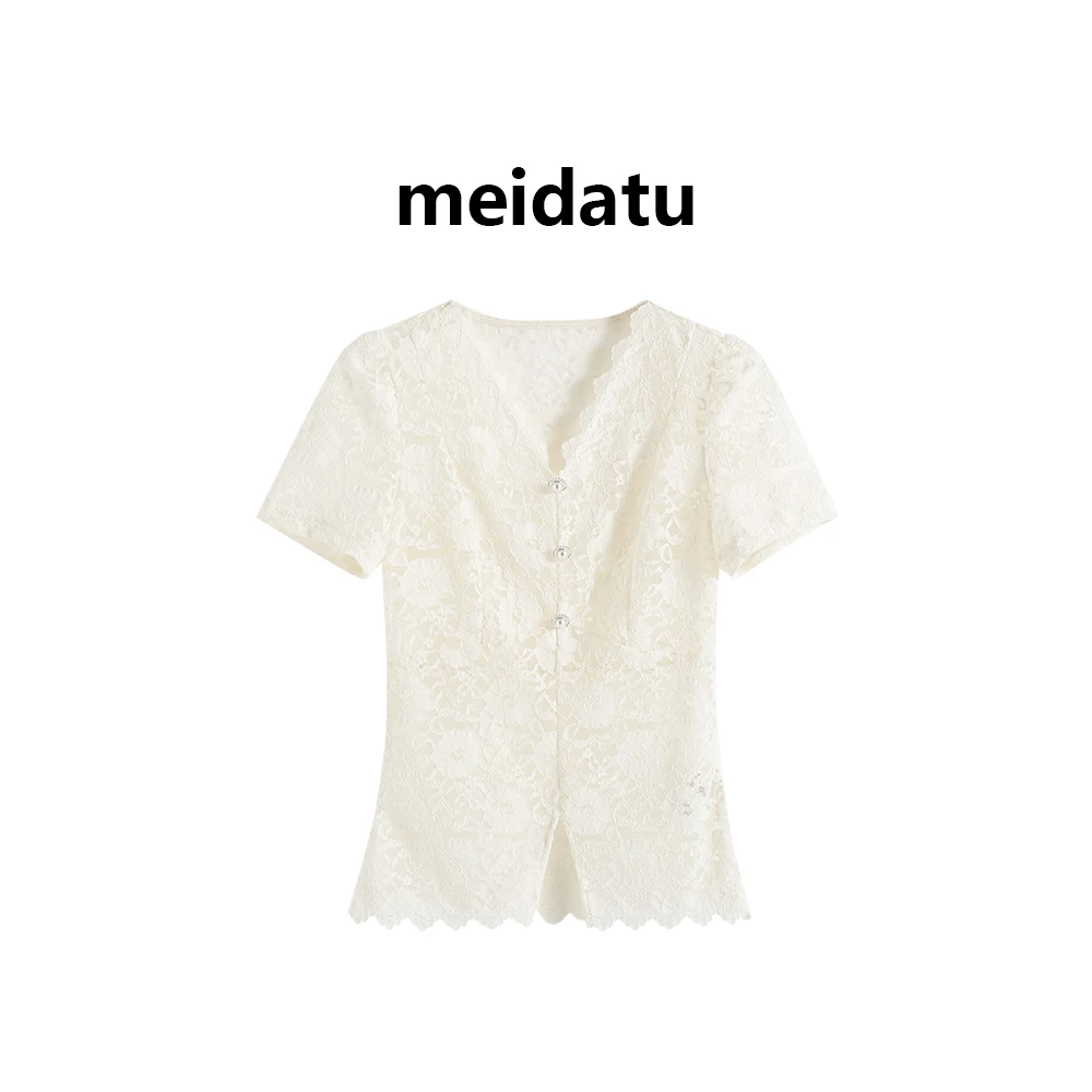 美哒兔（破价款）复古精致镂空蕾丝上衣（高个子版）CK913-25Q（G）