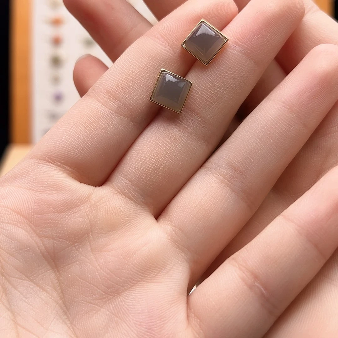 银S925镶嵌和田玉耳饰