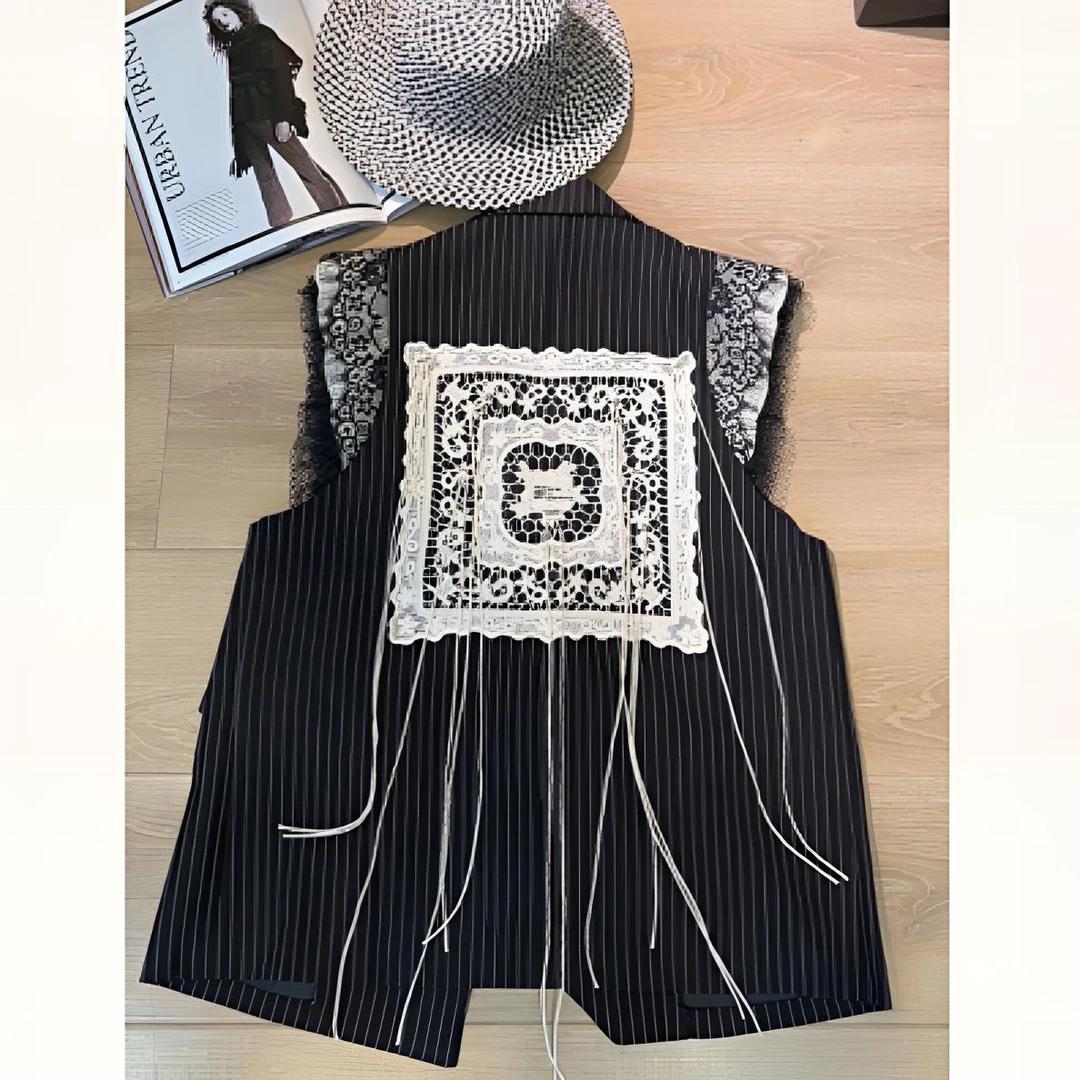 AttinaLife原创设计美式复古提花流苏休闲马甲25夏百搭