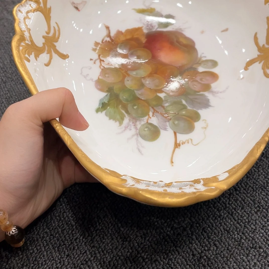 8***L瓷片中古kpm船型果盘