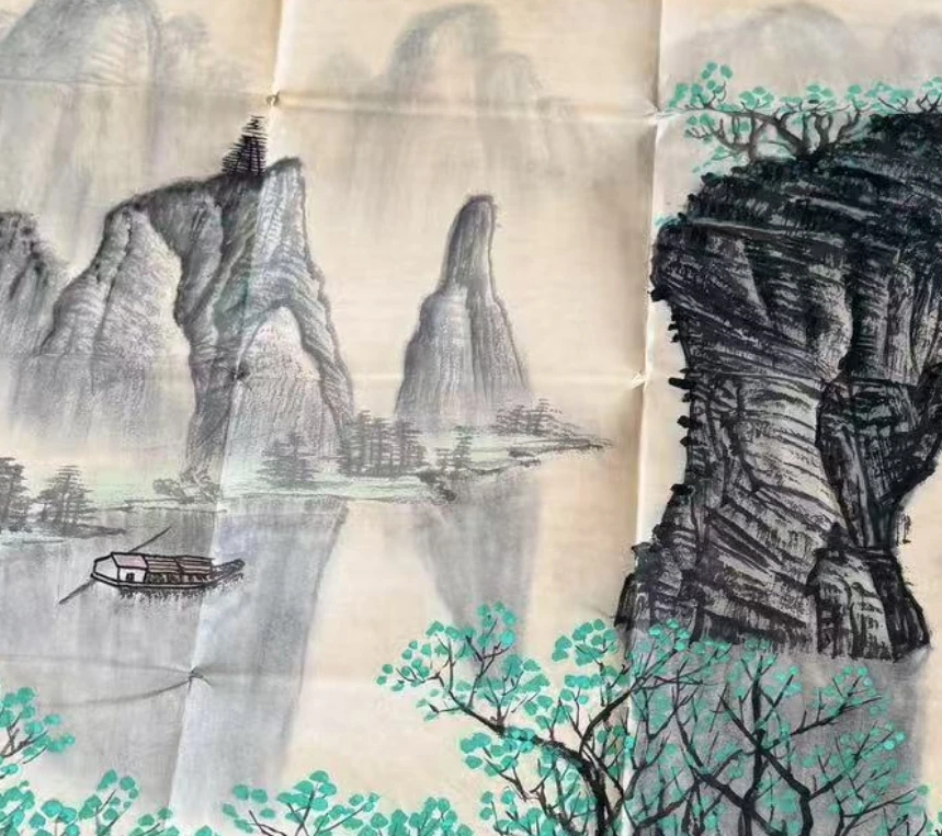 千古书画院 精品 蓝山水图【精品】仿古印刷装饰画