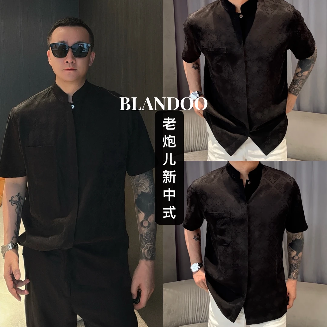 BLANDOO “老炮新中式”  铜氨人丝混纺高级感提花衬衫3BD238