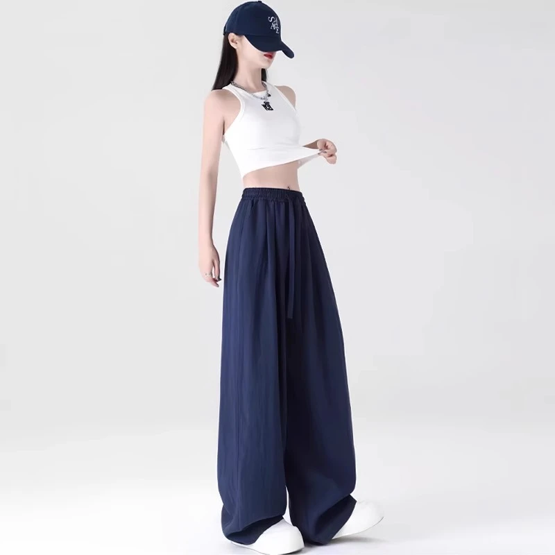 天丝亚麻山本裤子女夏季薄款2025新款高腰垂感宽松慵懒阔腿弯刀裤