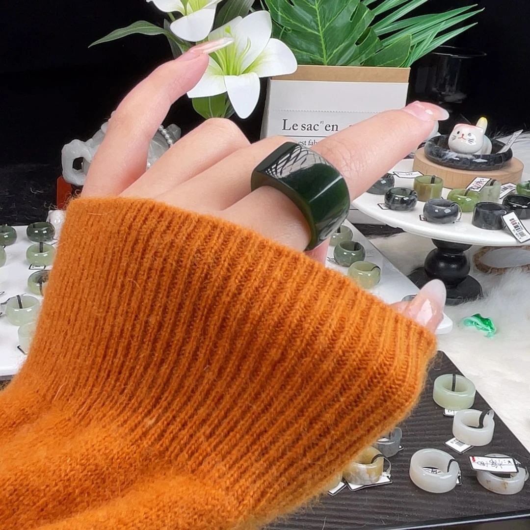 ****.和田玉未镶嵌戒指h11碧玉马鞍18.2不退换