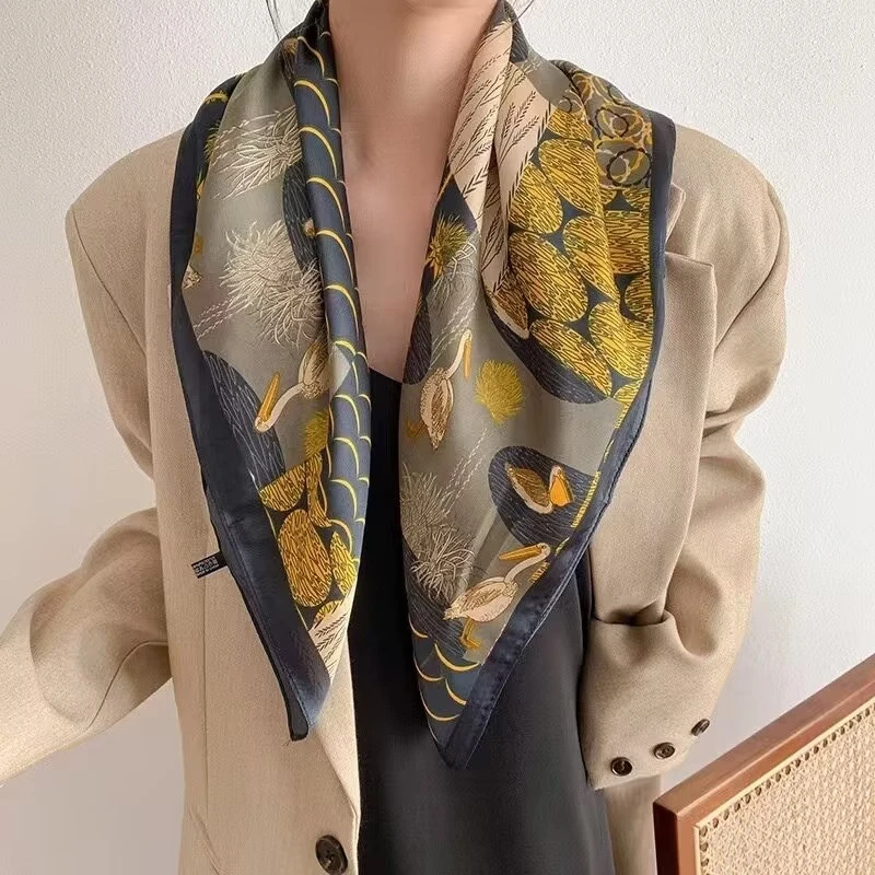 70cm黄金尺码洋气方巾职业装领巾仿真丝丝巾春夏季高级感百搭气质