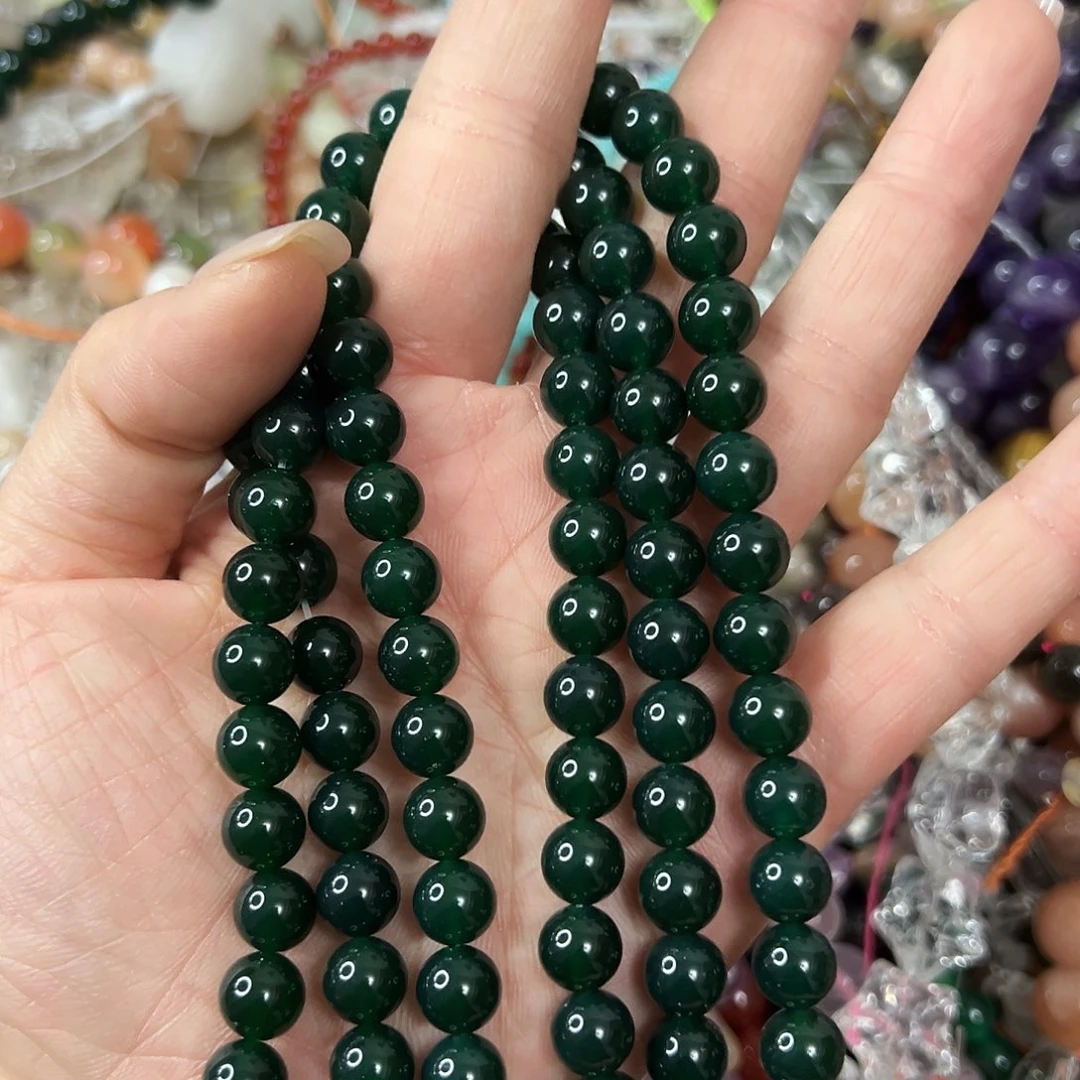 玛瑙/玉髓未镶嵌珠宝半成品，卡8祖母绿玛瑙一条