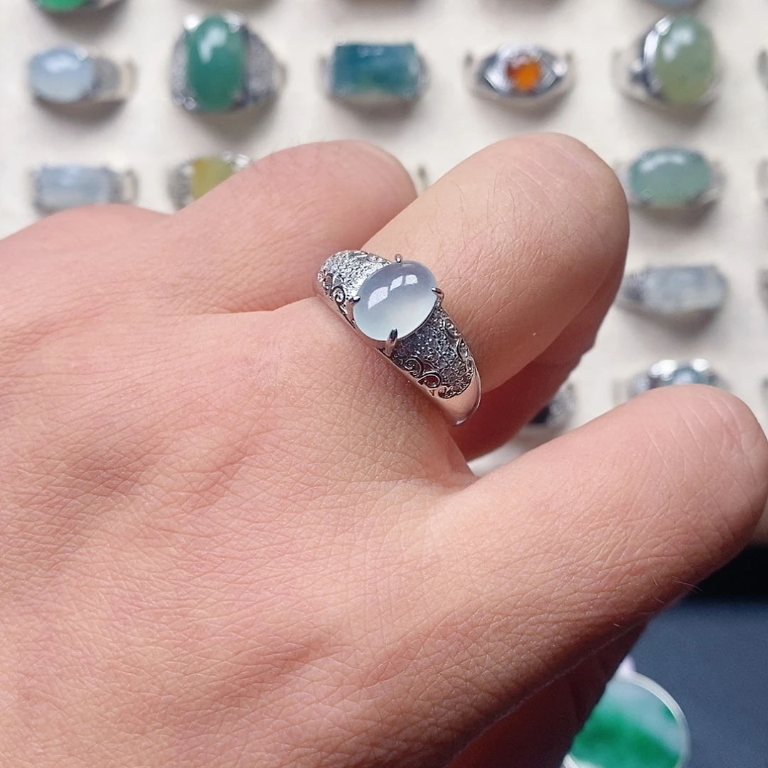 翡翠银S925镶嵌戒指