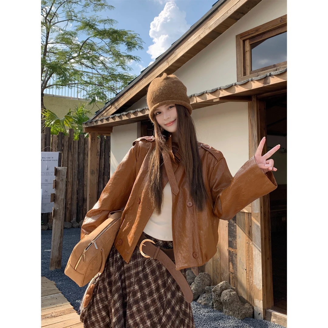 洋气衣服女2025设计感超火百搭酷飒风机车夹克皮衣外套