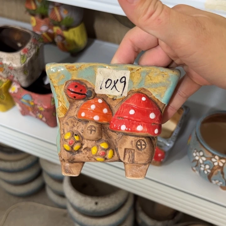 紫砂花盆粗陶材质多肉花盆发货三个