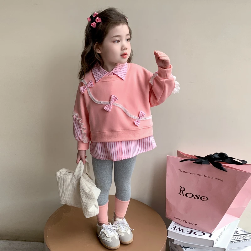 女童衬衫套装春秋季2025新款休闲宝宝洋气时髦儿童春款春装两件套