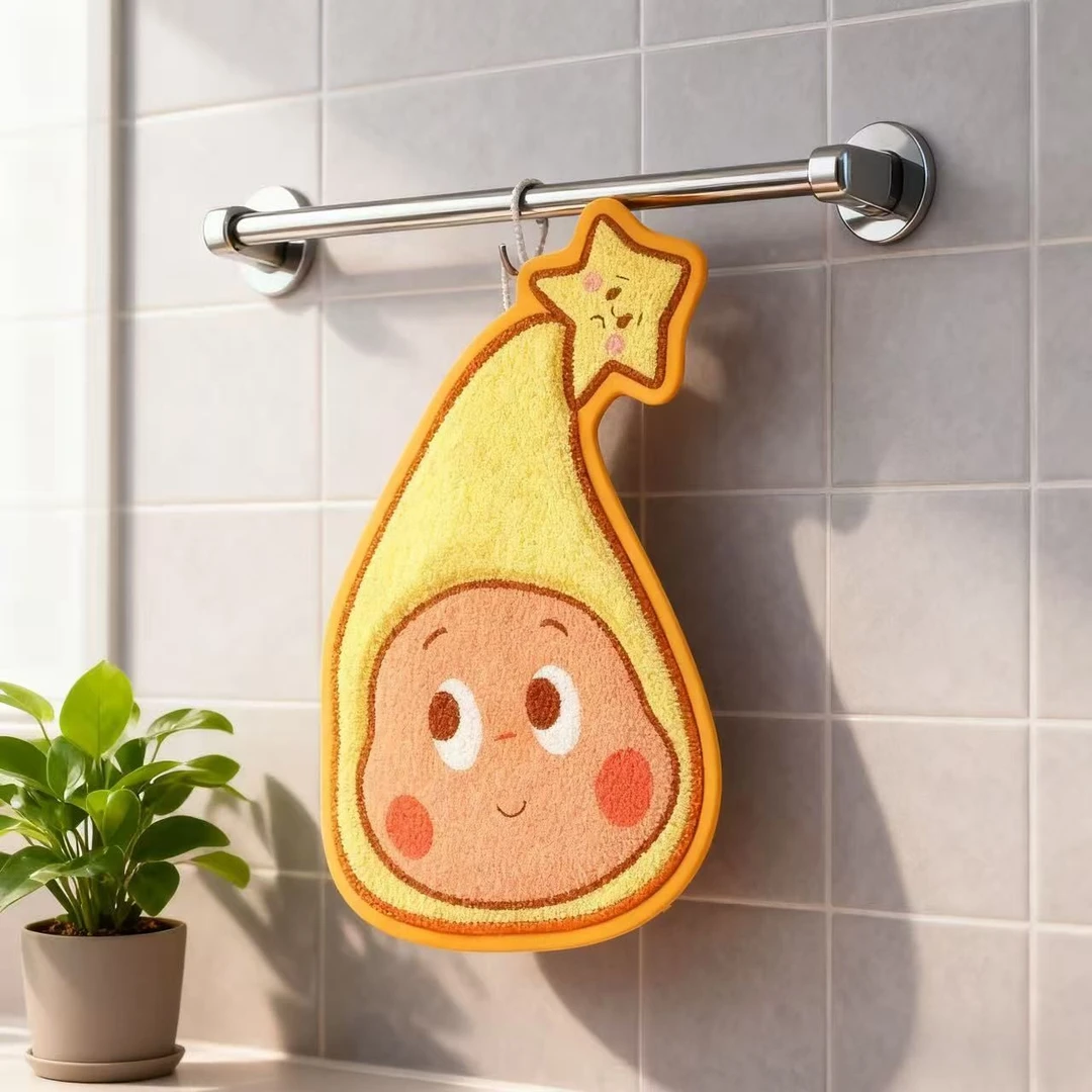 星星人可爱卡通手巾加厚挂式吸水速干卫生间抹布珊瑚厨房儿童手帕