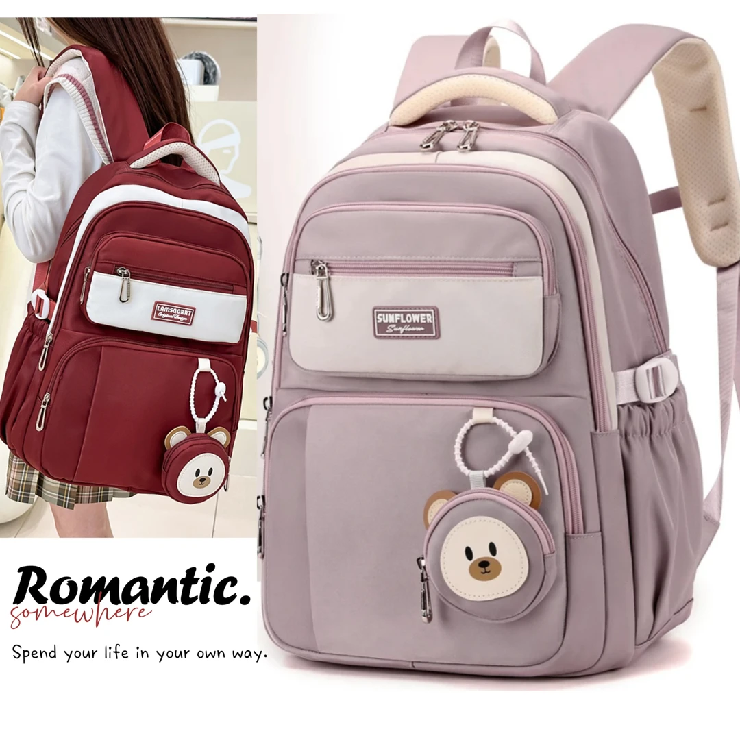 减负护脊超大容量中学生初中生书包女高中生女生小学生双肩背包潮