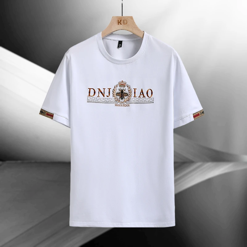 【品牌定制】2025夏季新款丝光棉大蜜蜂刺绣男士T恤