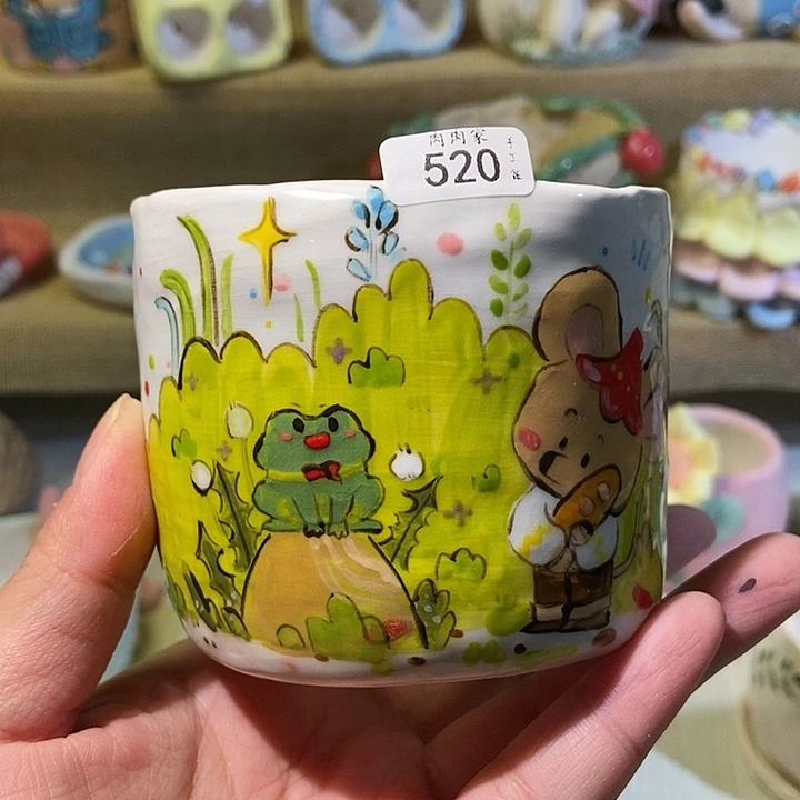 520 手工手绘盆 满29包邮