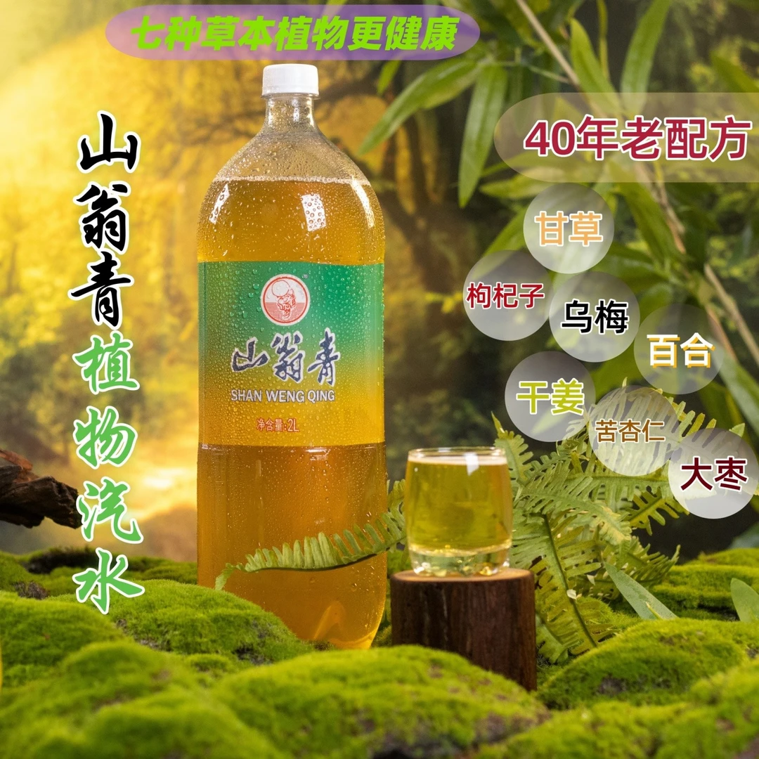 【山翁青】植物汽泡水老汽水2升装饮品家庭聚会必备（2瓶尝鲜装）