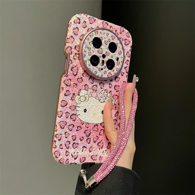 适用华为mate70pro+手机壳p80新款甜酷粉豹纹KT猫mate60pro女款