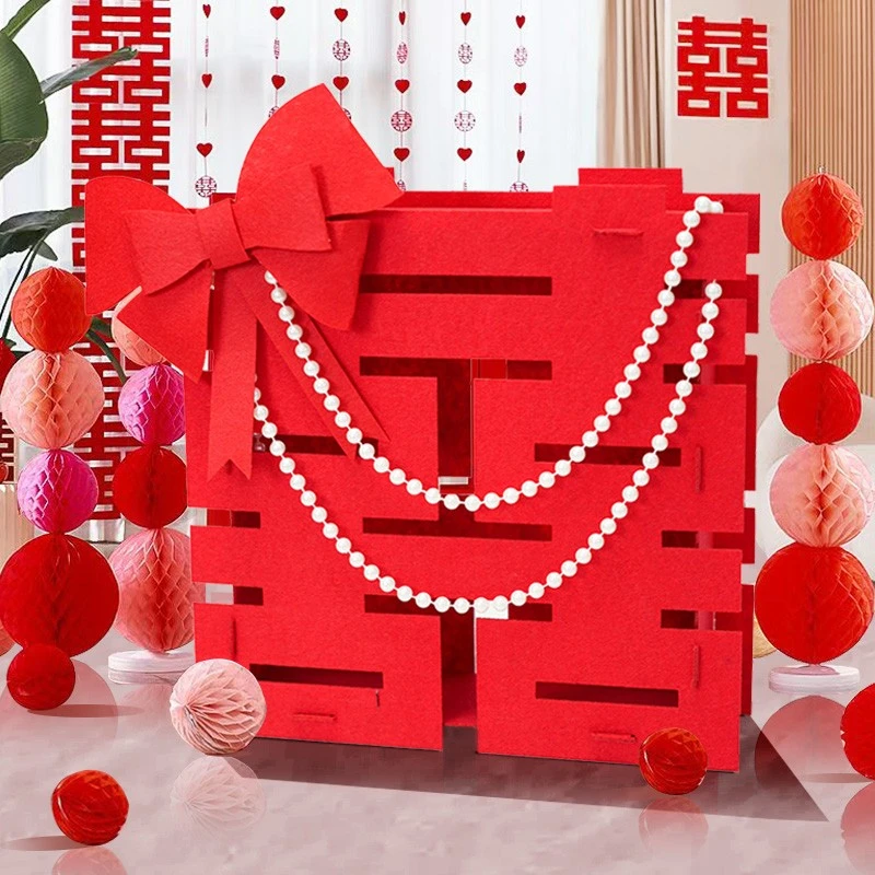 结婚大气加厚喜字摆件创意时尚设计浪漫婚房客厅布置手工双面方形