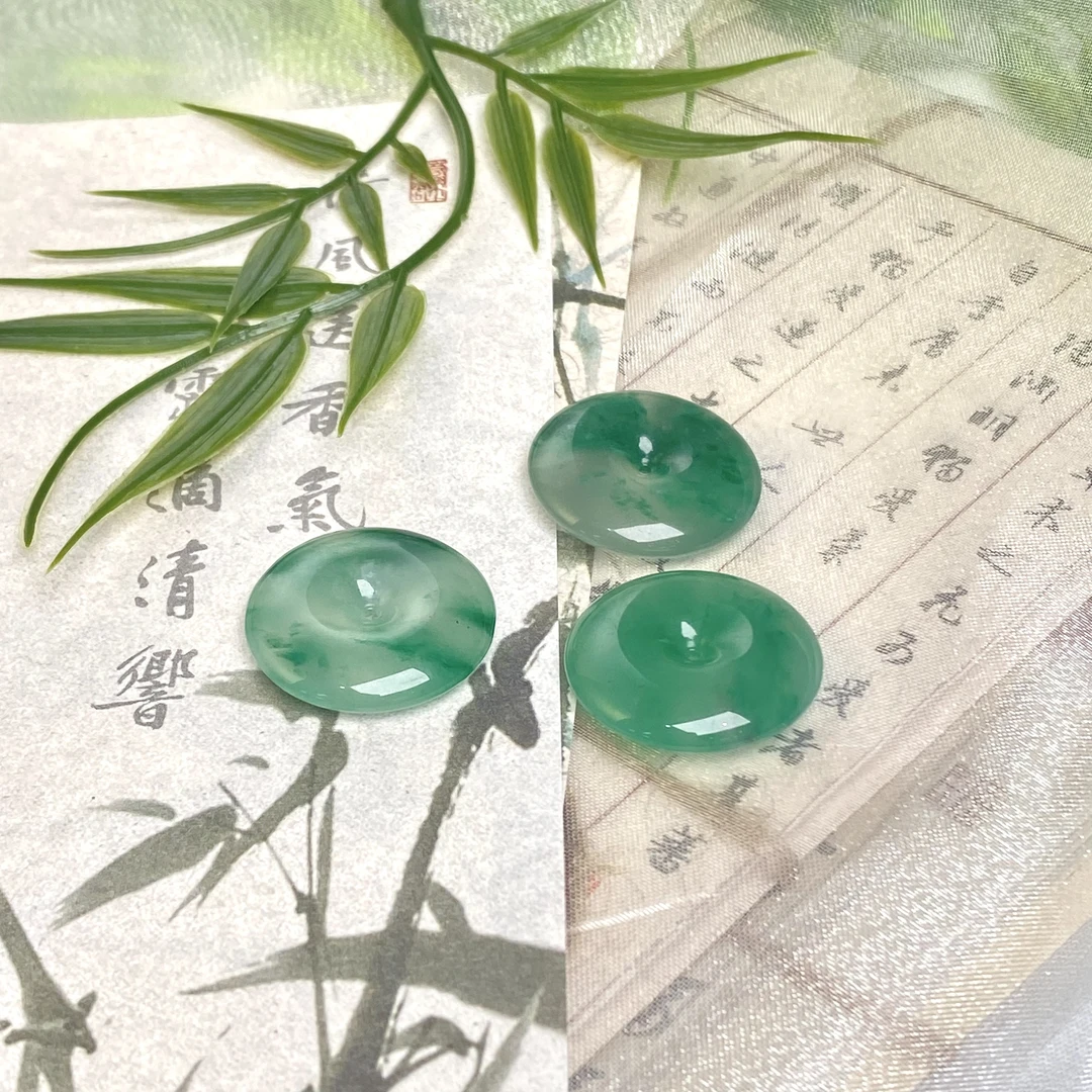 天然非洲翠冰飘平安扣吊坠（多样性发一）