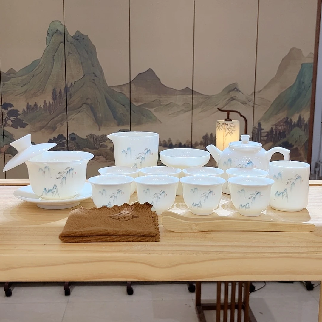 【都彩】高山流水羊脂玉瓷16头