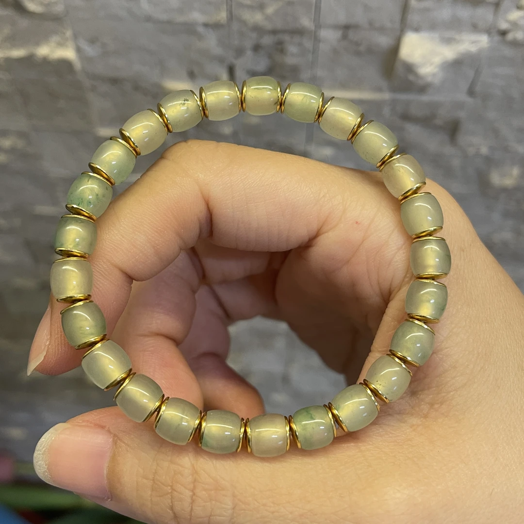 天然非洲翠直切汉堡珠轻奢手工镶嵌手串时尚复古合金多样性发其一