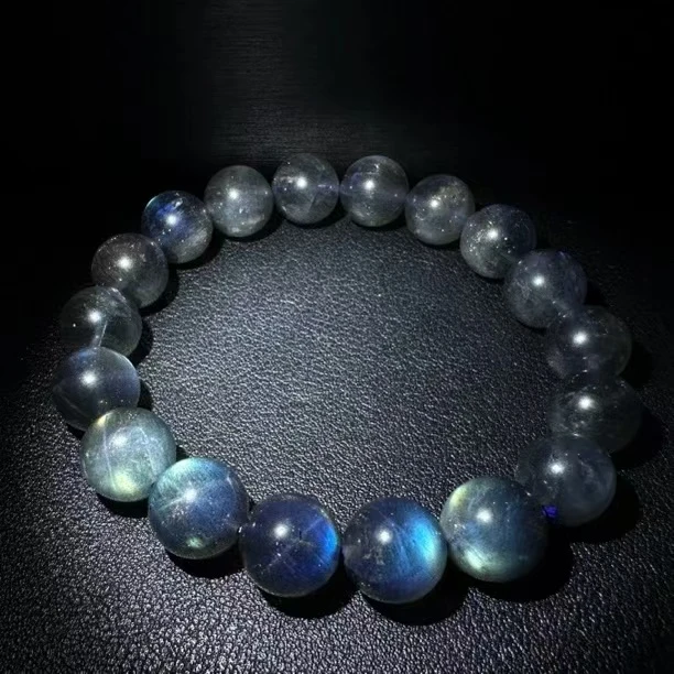 13高品黑底强光灰月光手串（多样性发一） 天然裂矿点，完美主义慎