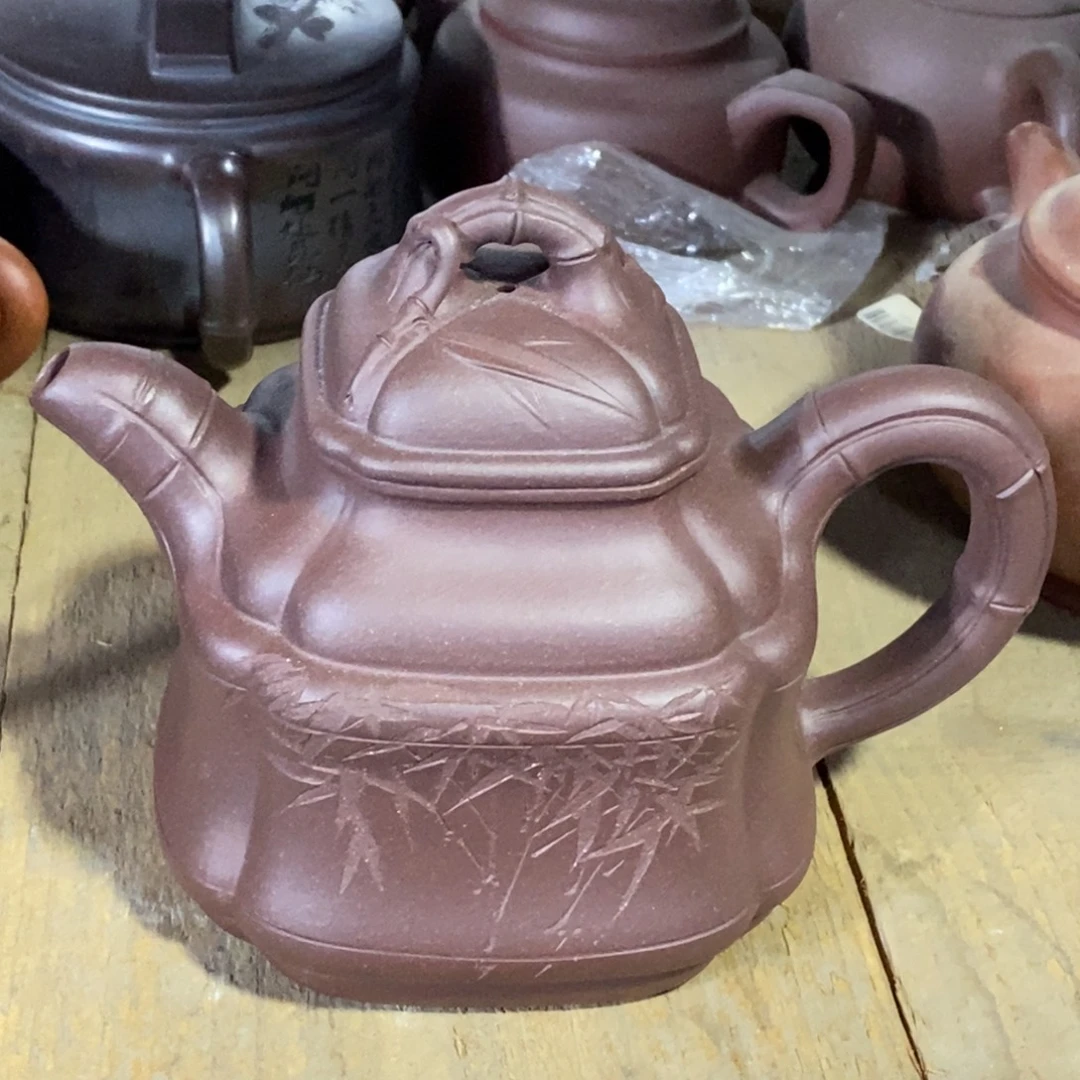紫砂茶壶白13 四方竹鼎