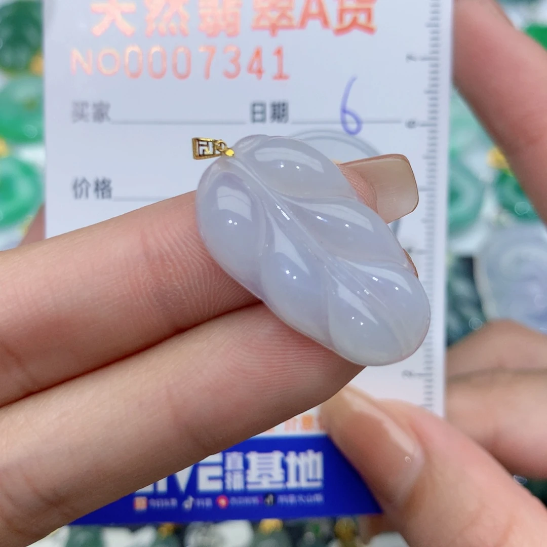 翡翠颈饰18K金镶嵌叶子