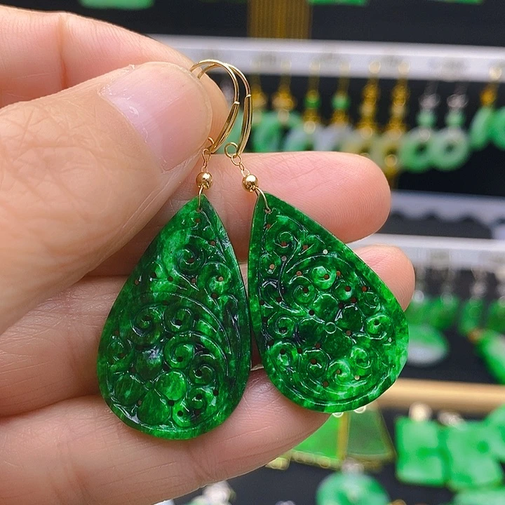 翡翠耳饰18K金镶嵌耳坠