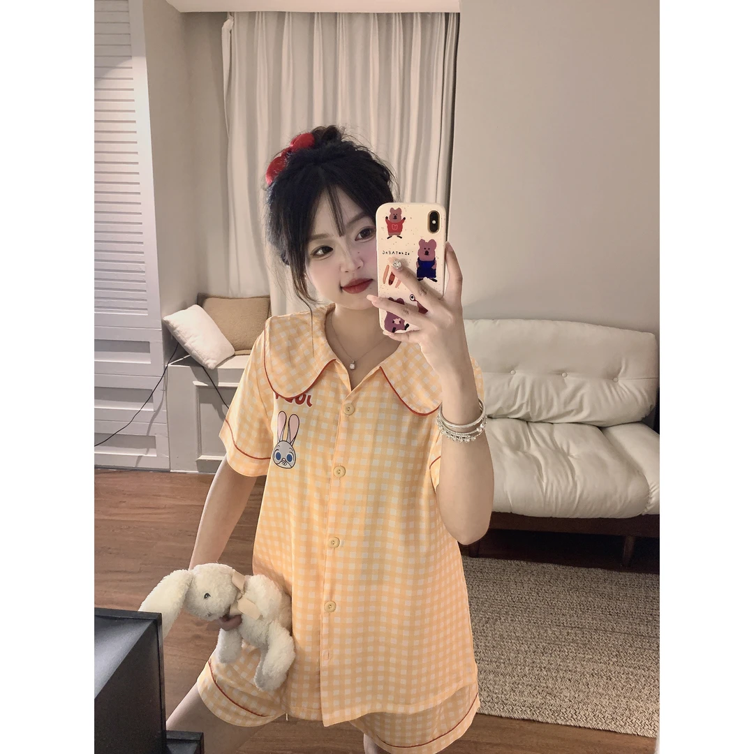 【HelloKitty】软冰丝短袖短裤睡衣女夏季秋季2025新款少女印花卡通