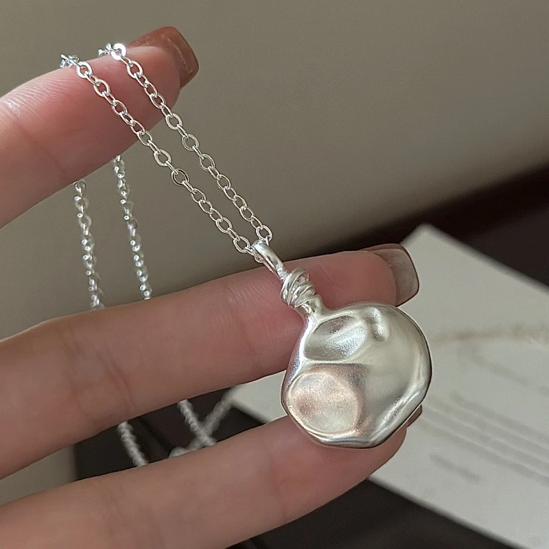 坠链均925银 韩版小众设计感复古酒壶毛衣链韩国时尚简约抽拉项链