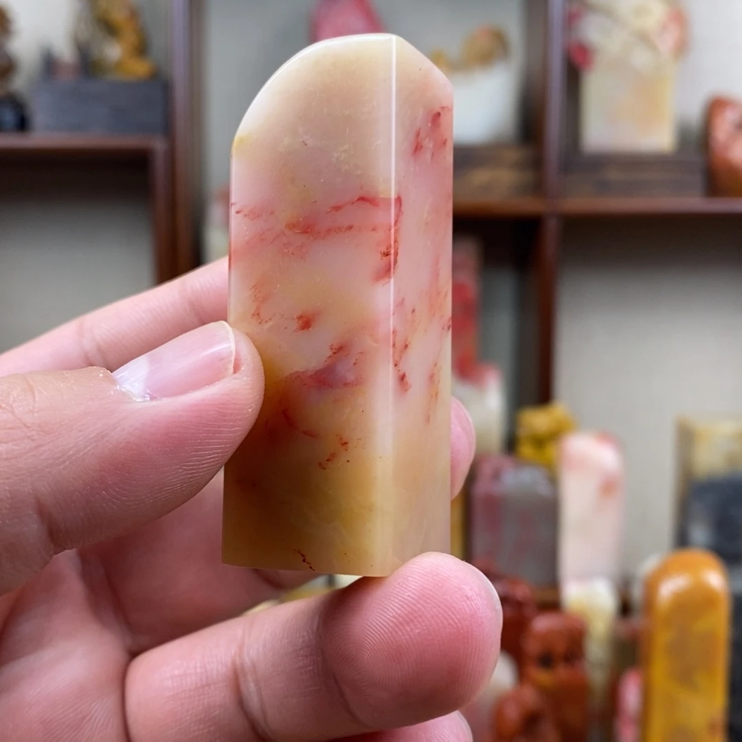 巴林石印石巴林鸡血石素章