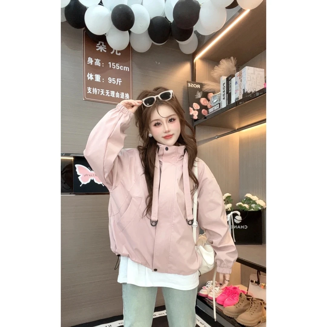 1-1朵儿原创-【心动记号】春季新款时尚百搭休闲薄冲锋衣外套QK1005