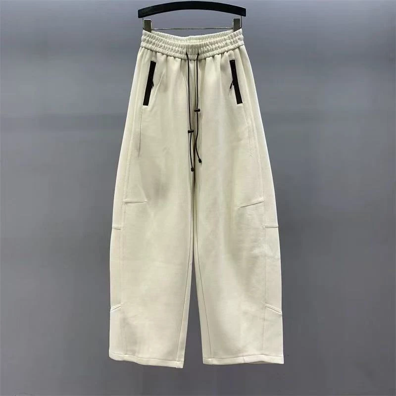 秋冬加绒百搭简约设计感小众链接口袋宽松显瘦阔腿休闲裤AM25693