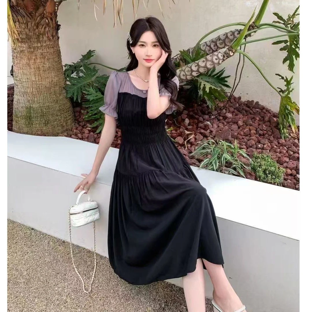 TY525157-1回味依衣高级感时尚设计师弹力腰连衣裙