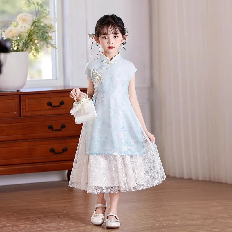 女童旗袍裙汉服2025新款夏季儿童连衣裙中国古风公主中式连衣裙子