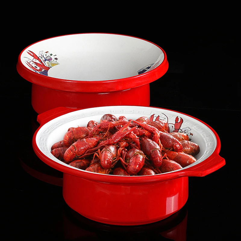 密胺餐具小龙虾专用盘子创意麻辣龙虾盘商用剁椒鱼头双耳干锅平盘