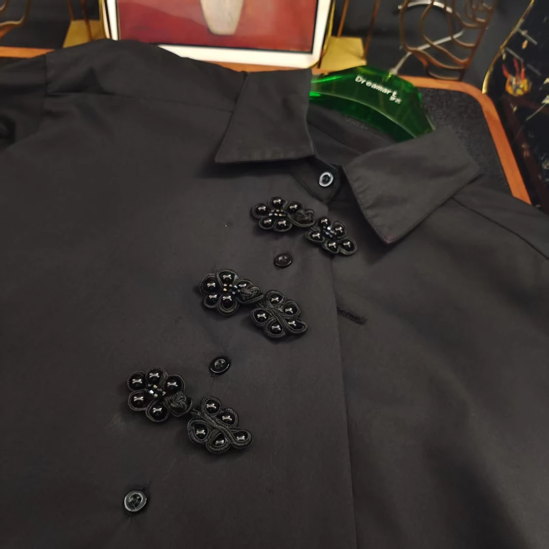 新中式黑色珠珠手工编织国风盘扣diy辅料SF845