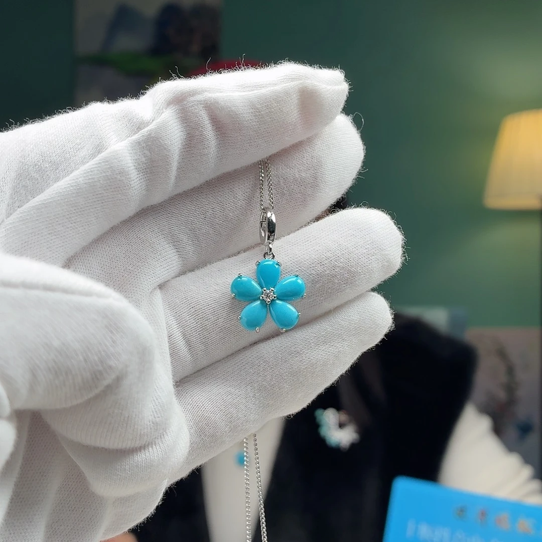 绿松石银S925镶嵌颈饰