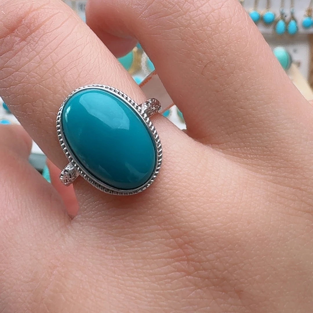 绿松石银S925镶嵌戒指