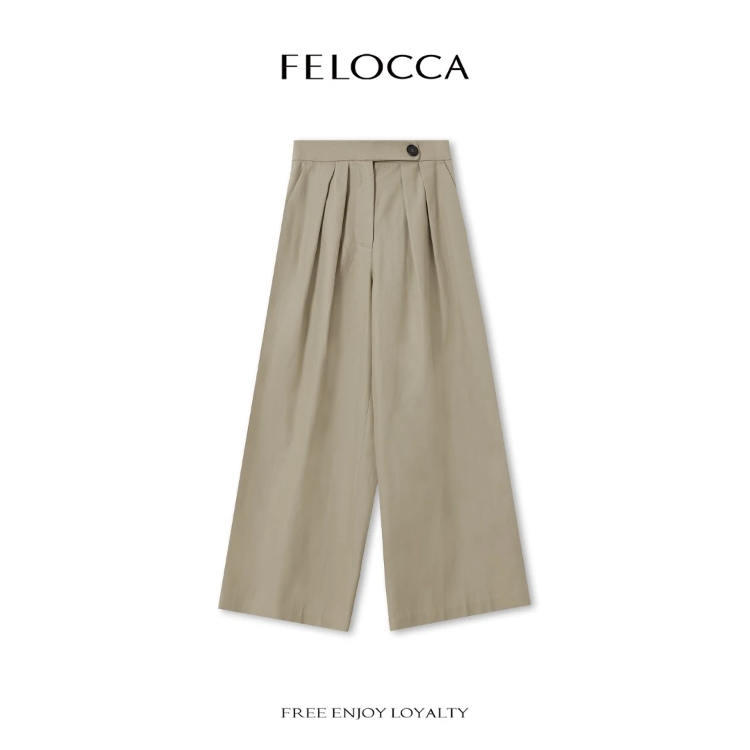 【FELOCCA】设计感系扣压褶时尚垂感直筒宽松休闲裤女25SKZ069